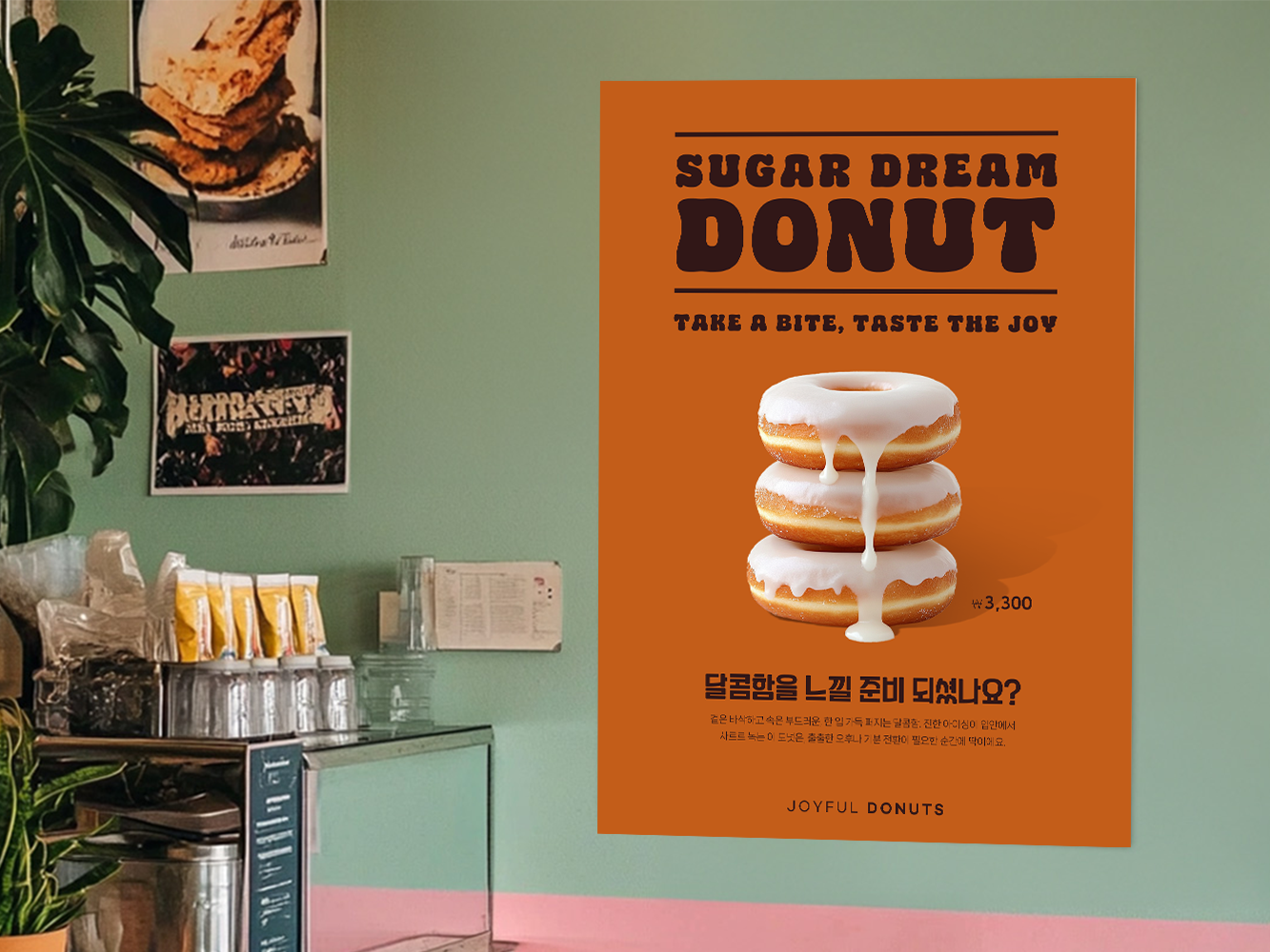 투톤을 활용한 도넛 포스터 | Two-Tone Donut Poster foodposter graphicdesign layoutdesign menudesign posterdesign retro twotone