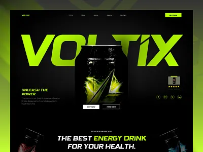 VOLTIX — High-Energy Drink Website UI animation energydrink fitnessbrand graphic design marketingwebsite modernui neondesign productdesign ui uiux webdesign