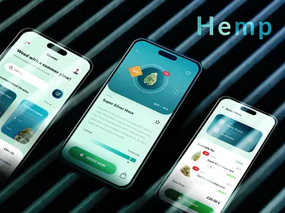 Hemp Application app application blue color schemes brand branding cannabis strain graphic design hemp cannabis icon set illustrator ai legalization mockup paris france california photoshop psd print designer sativa indica seniuor designer shop store online terpene typo typography ui ux designer weed pot grass