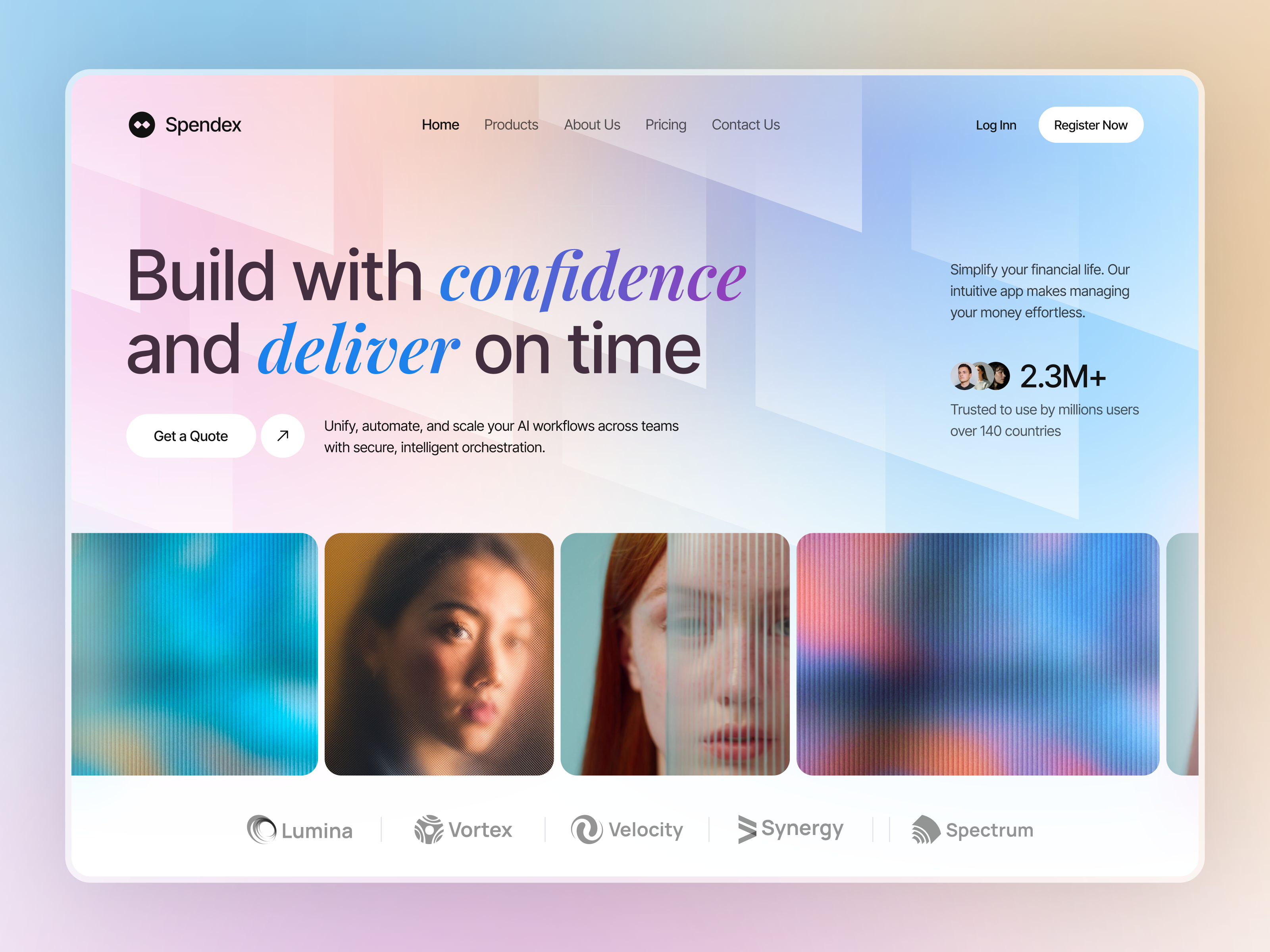 Spendex — Modern Finance SaaS Website ai design business website clean design convertion design dashboard digital product e commerce interface design landing page modern ui product design saas saas design startup design tech startup ui design ux design web design web ui website design