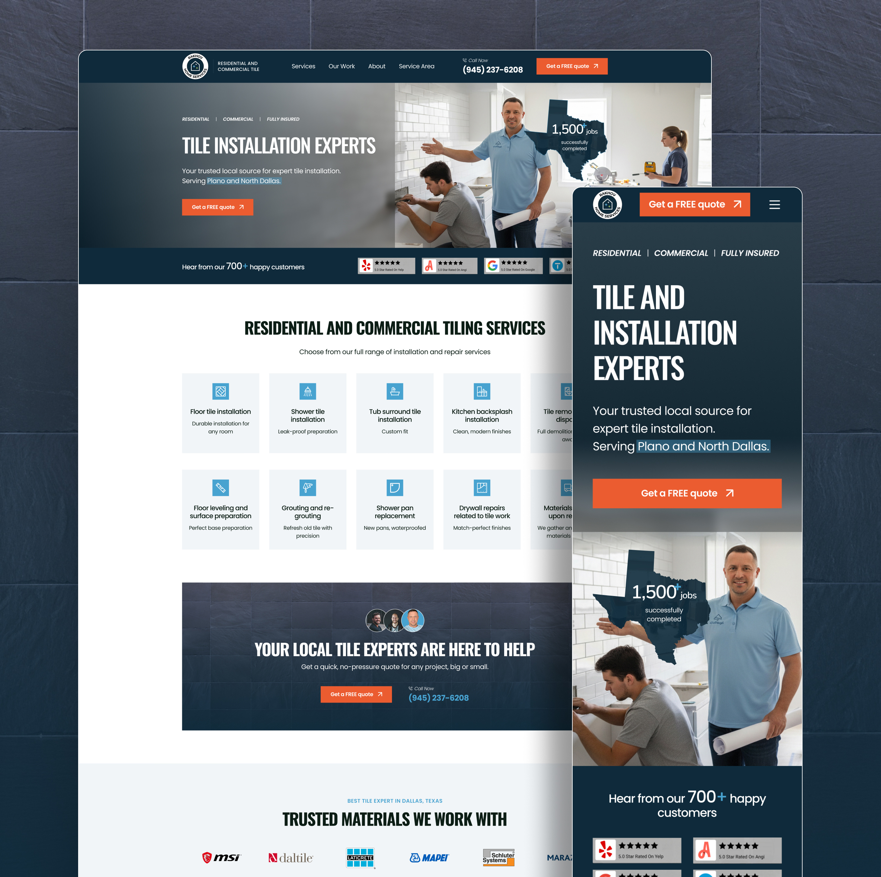 Launching a Website & SEO Strategy for a Tile Company clean design contractor website conversion design home services local business website local seo long scroll website modern website one page website responsive design seo service website small business website tile services ui design ux design web design web development website design wordpress