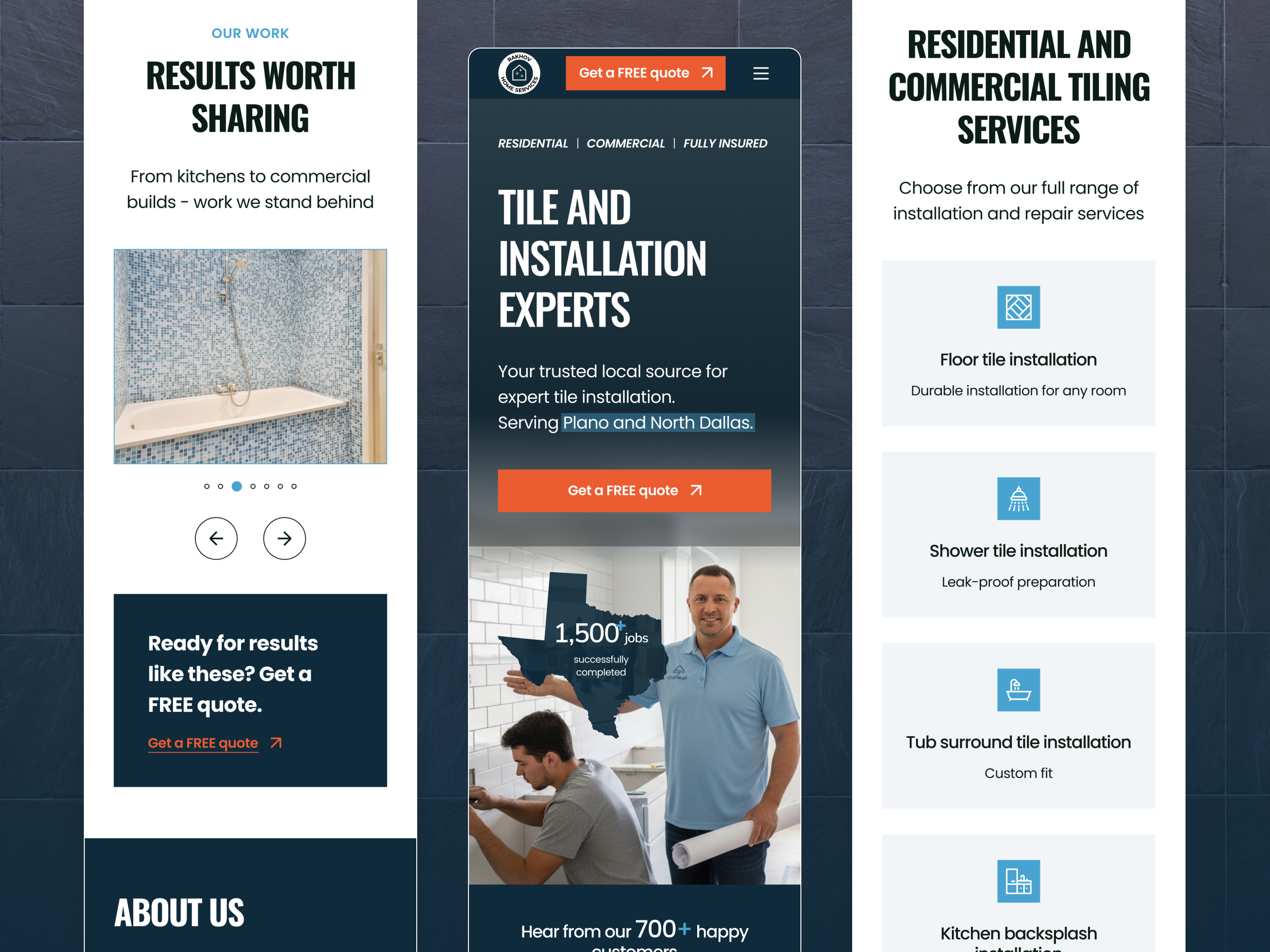 Website & SEO Strategy for a Tile Services Company contractor website conversion design home services local business website local seo long scroll website modern website one page website responsive design seo service website small business website tile services ui design ux design web design web development website design wordpress