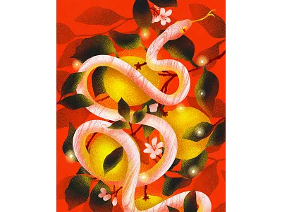 Shed the old. Glow in gold. adobe glow grain illustration kunar lemon lights lunarnewyear muti noise photoshop red snake yearofthesnake ywlloe