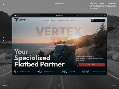 Logistics Website Design corporate website flatbed logistics fleet management freight services frontend design informative website landing page design logistics responsive design shipping software development supply chain tms transportation ui ux web design web development website design website redesign