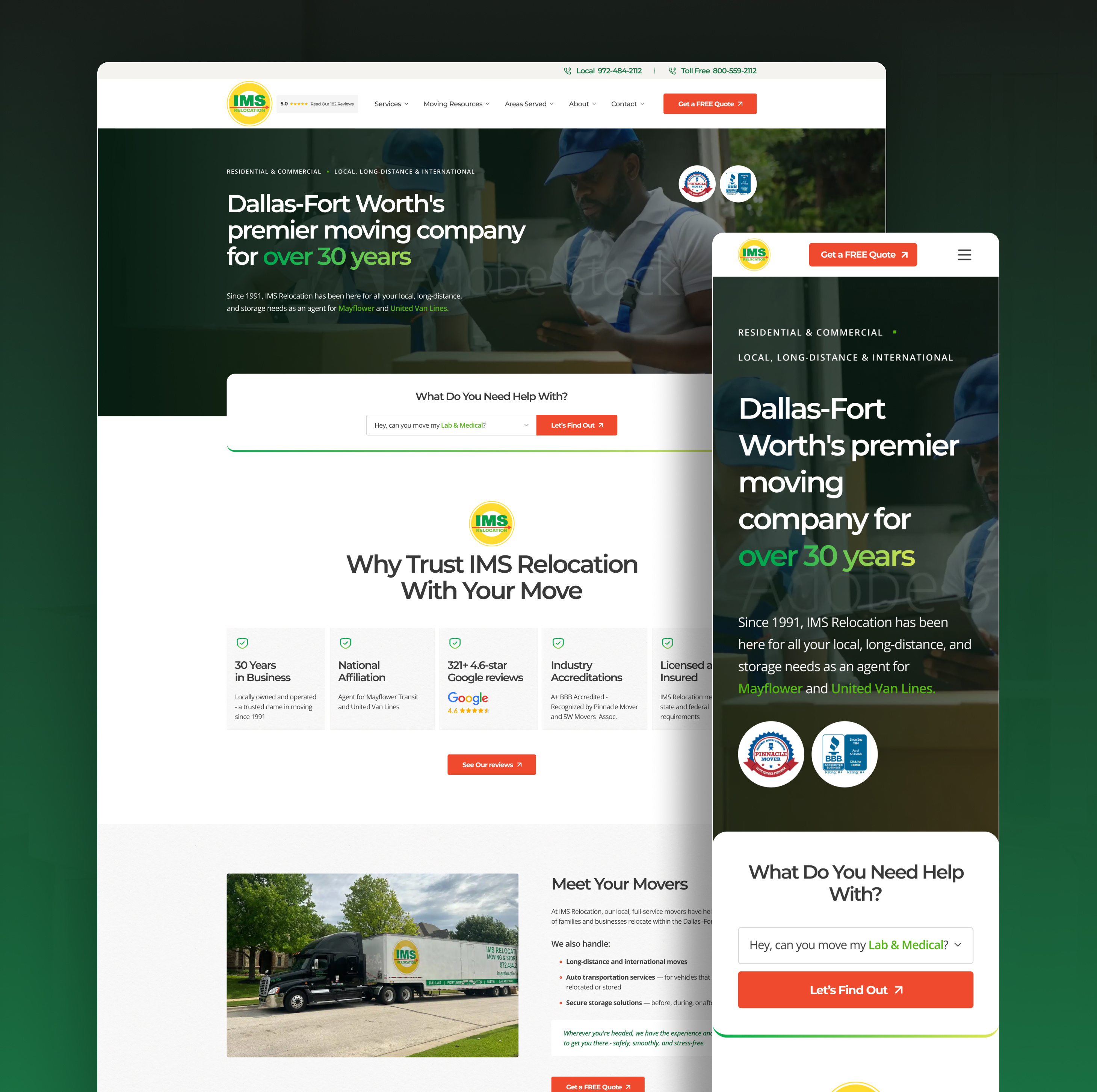 IMS Relocation: Quote Flow & Conversion Optimization business website clean design conversion optimization cro form design lead generation logistics website modern website moving company quote flow relocation services responsive design service website ui design user journey ux design web design website design website optimization wordpress