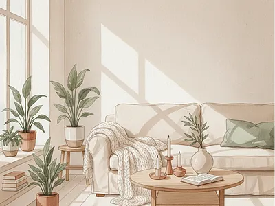 Interior Design Illustration Set bathroom illustration graphic design illustrations interior design illustration kitchen illustration living room illustration nordic illustrations
