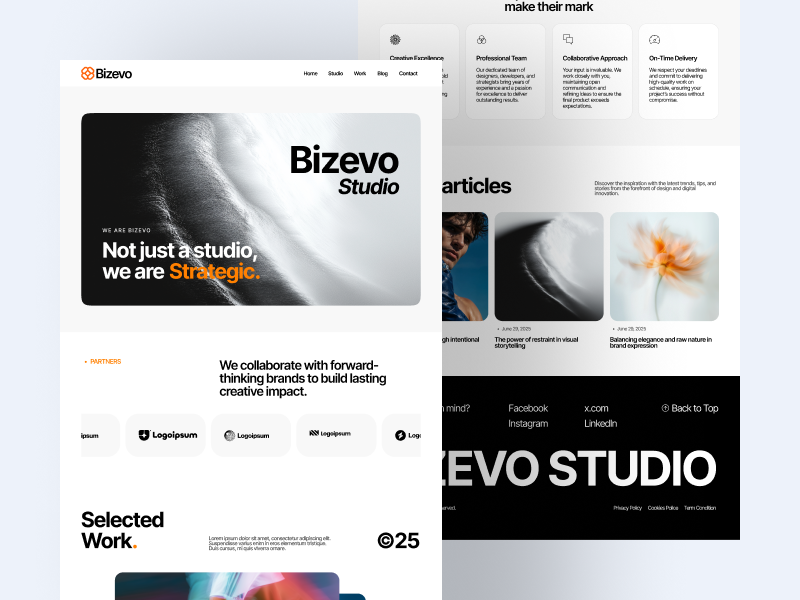 Bizevo Studio Website Design agency agency website agency website ui app design branding clean concept design graphic design illustration landing page landing page design minimal ui ui design ui designer ui ux design web design website design wwebsite design