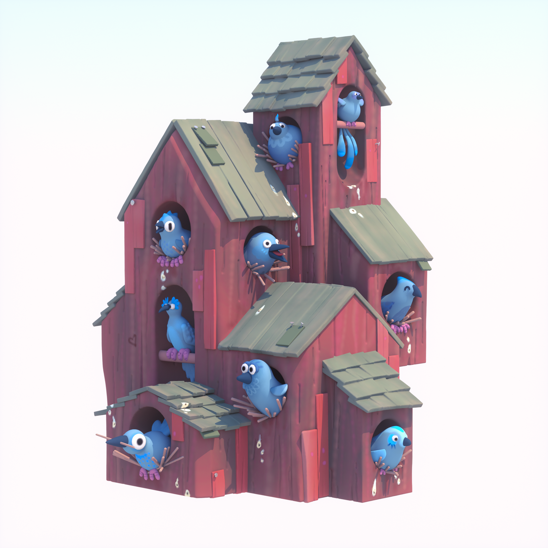 Bird House 3D Illustration 3d 3d birds 3d illustration animal art bird art bird house bird house illustration bird illustration birds c4d cinema 4d diligence illustration stuart wade