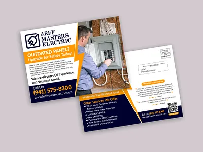 Electric Services Postcard directmailmarketing electricalcontractor electricalmaintenance electricalrepair electricalservicesmarketing electricianflyer electricianmarketing electricianpostcard electricservicespostcard