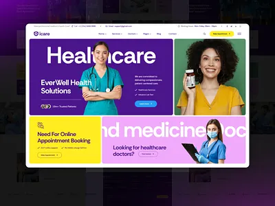 Health Care Website Design ai animation branding dashboard designer doctors graphic design health care illustration landing pages medical care mobile app motion graphics nurses product design saas uc designer uidesigner uiux website