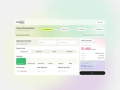 ESG Carbon | CO₂ emissions measurement b2c calculator carbon dashboard design agency eco landing page logo redesign saas ui design uiux