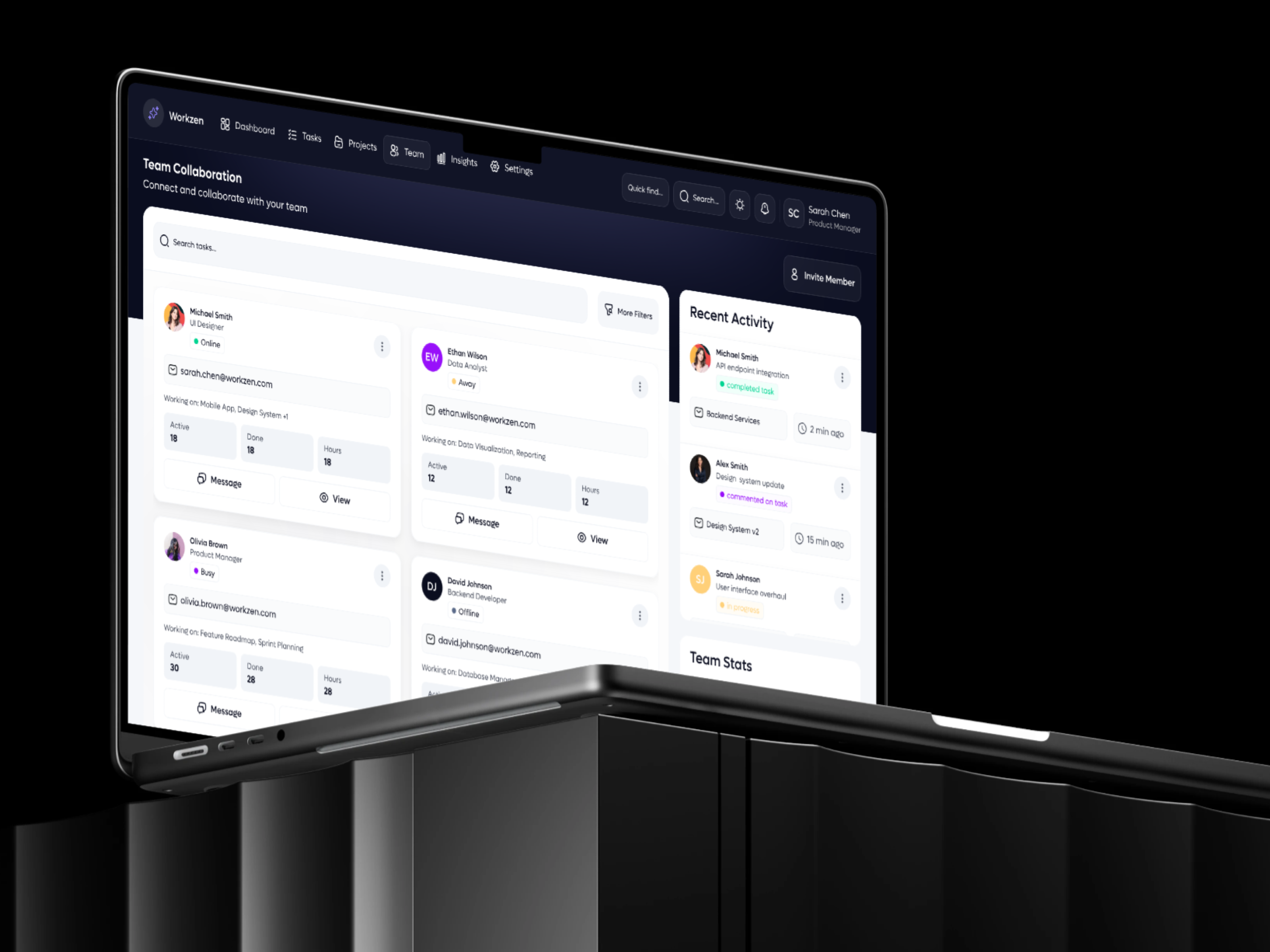 Workzen – AI Productivity Dashboard (Team page) admin panel ai ai dashboard ai productivity app design branding crm dashboard design product design saas saas dashboard sarvice dashboard statistics task tracking team management ui design ui ux design web application web design website