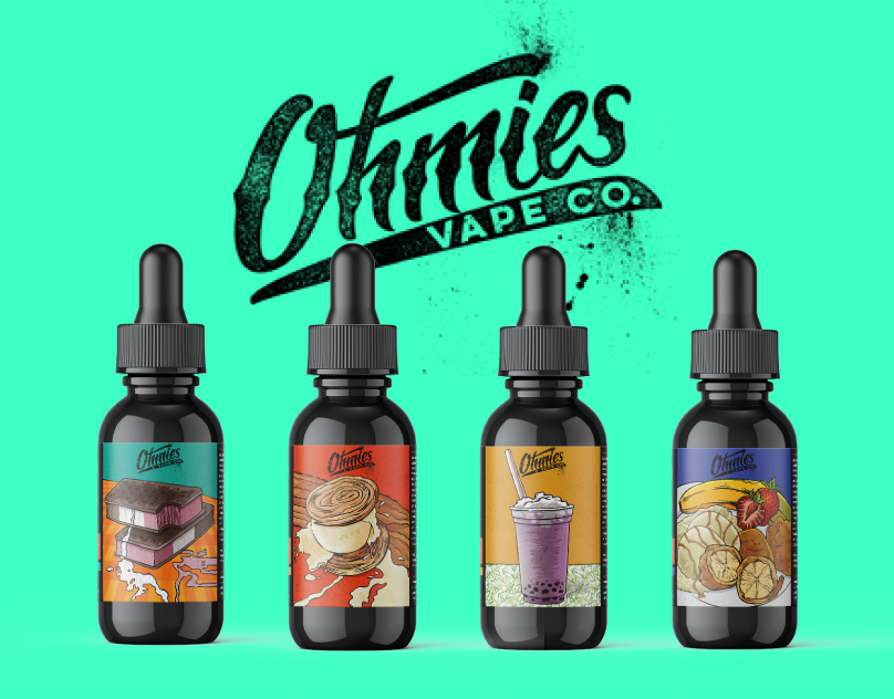 Ohmies Vapes | Label Design & Illustrations branding design graphic design illustration lettering logo packaging