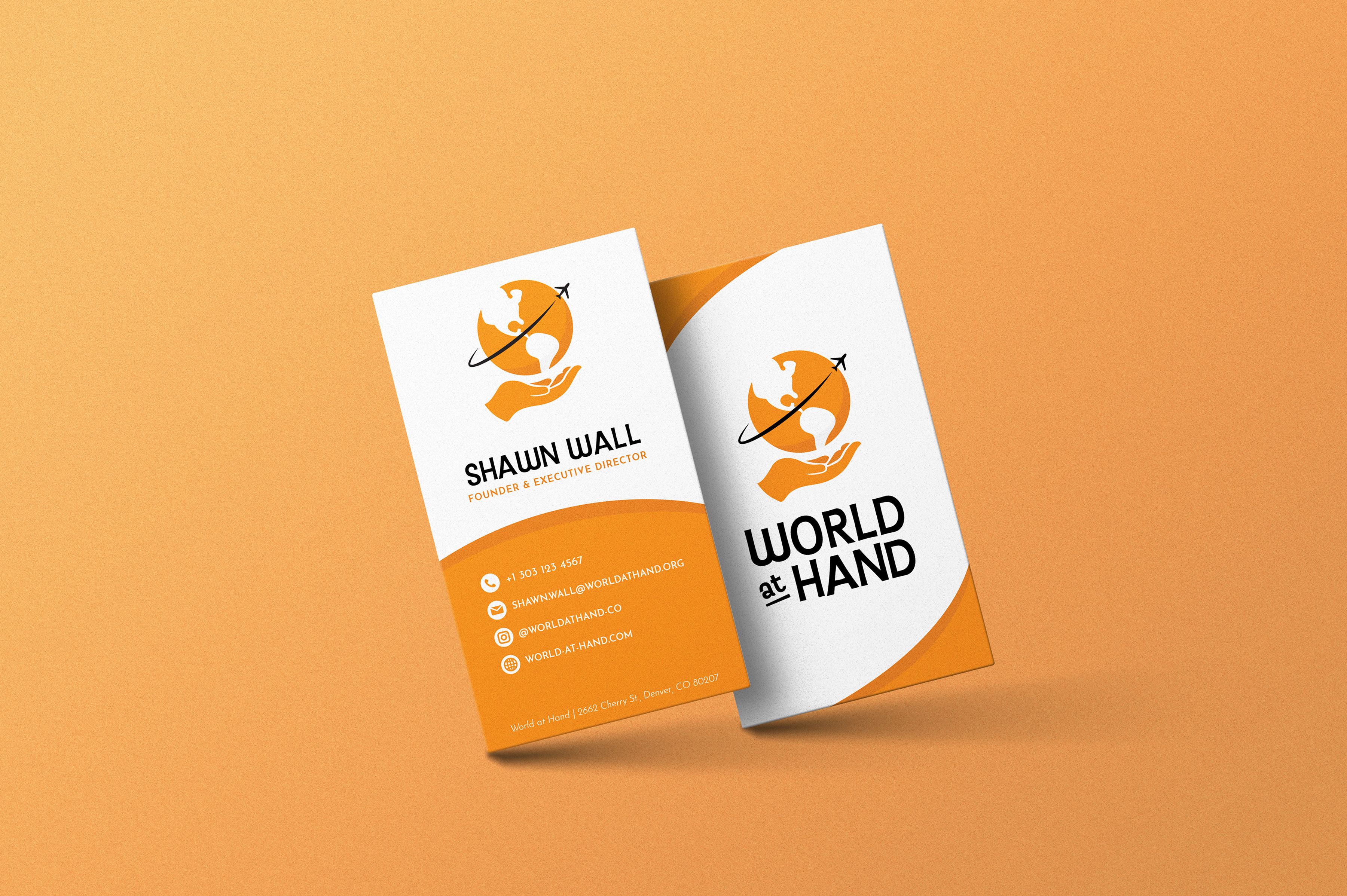 World at Hand Rebrand: Logo & Business Card branding business card graphic design logo design mockup non profit rebrand