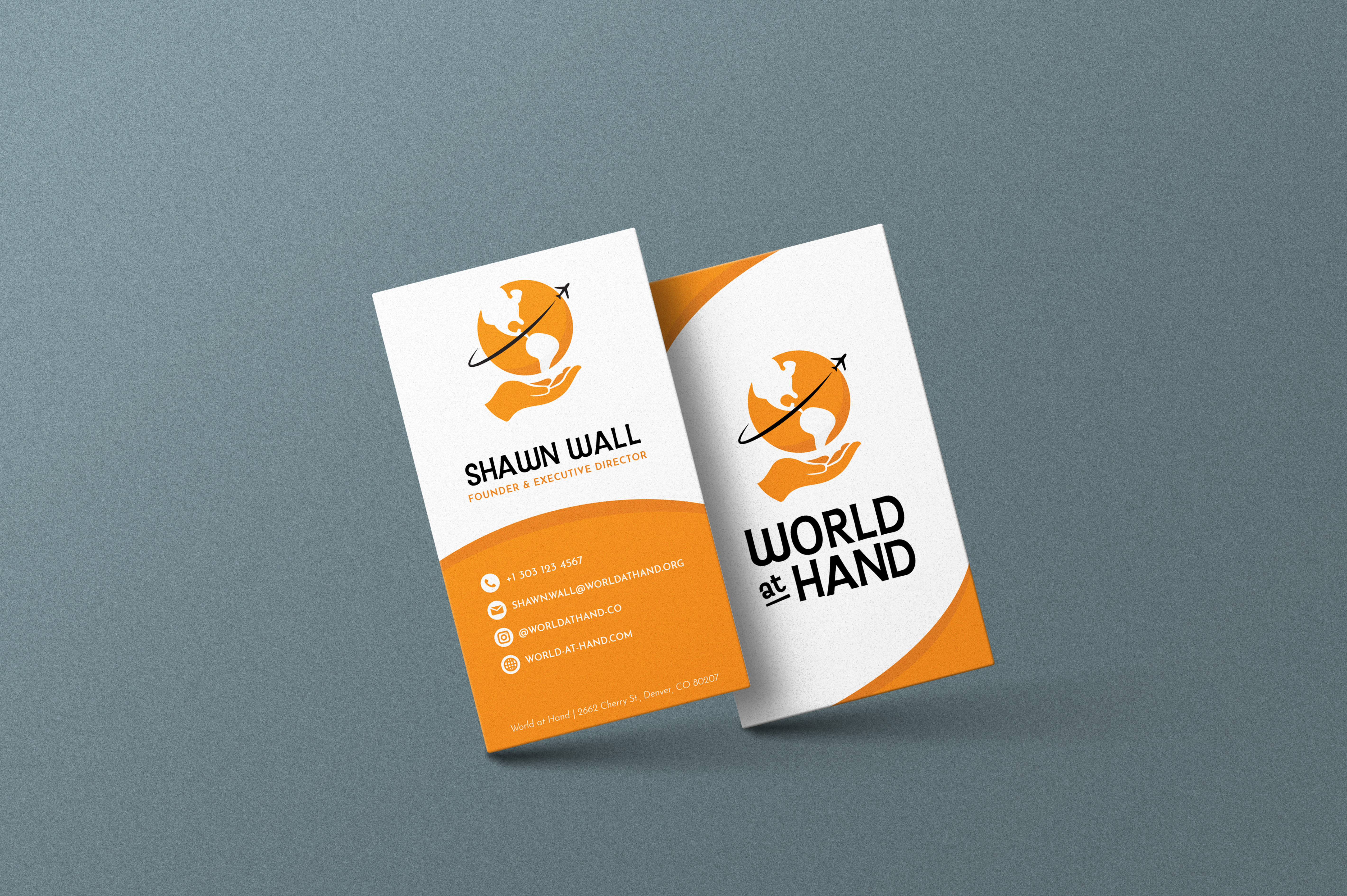 World at Hand Business Card Design business card graphic design mockup non profit