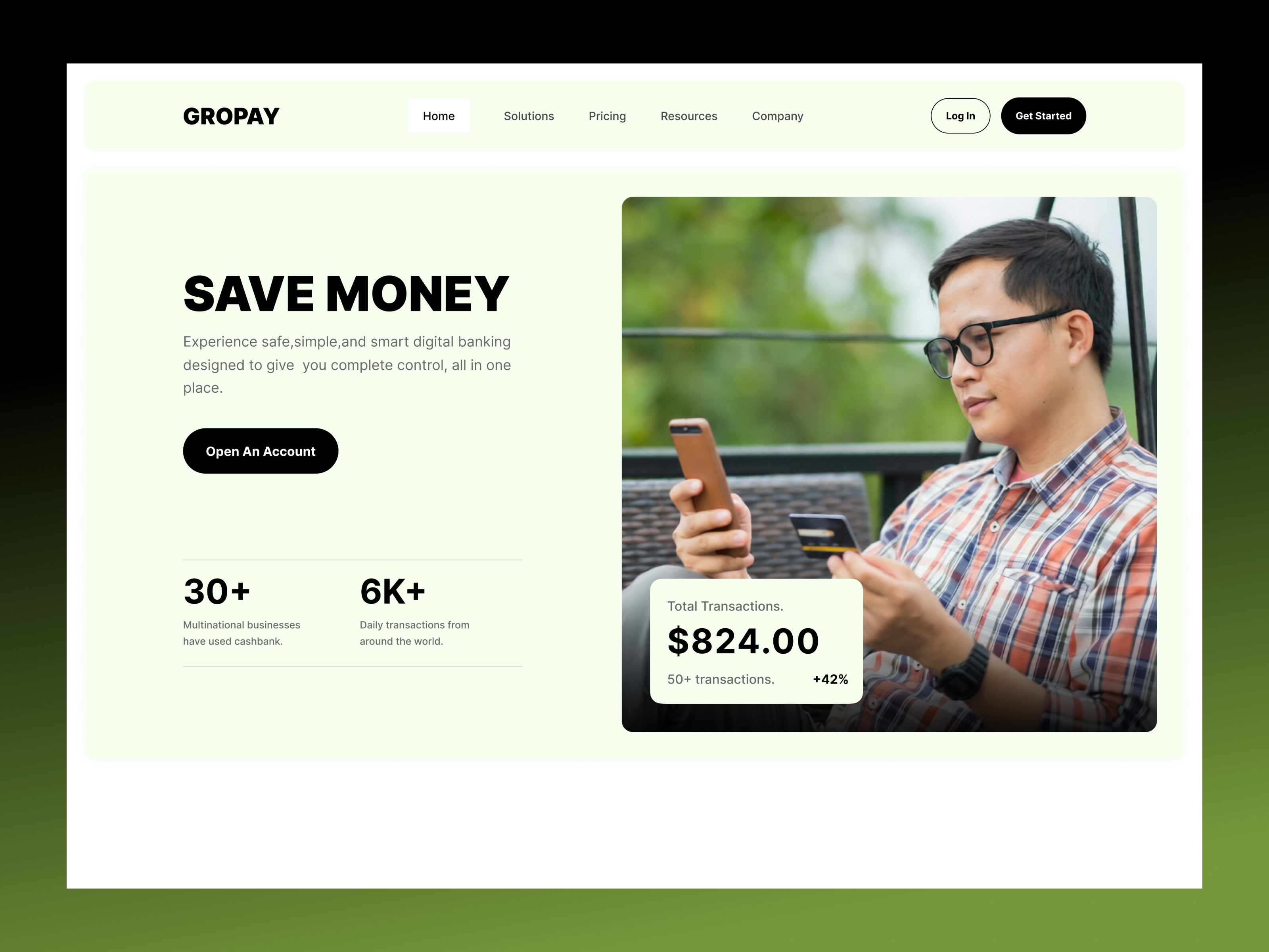 GROPAY - Digital Banking website. banking website landing page digital banking website fintech banking website product design product design agency service agency startup startup agency startup services website agency