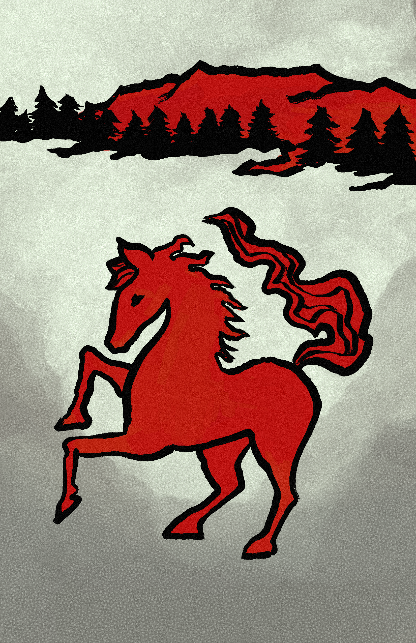 Year of the Horse 2026 animal illustration bold line art chinese new year editorial illustration folklore graphic illustration hand drawn high contrast horse illustration illustration linocut style poster design print design screenprint style silhouette illustration year of the horse zodiac illustration