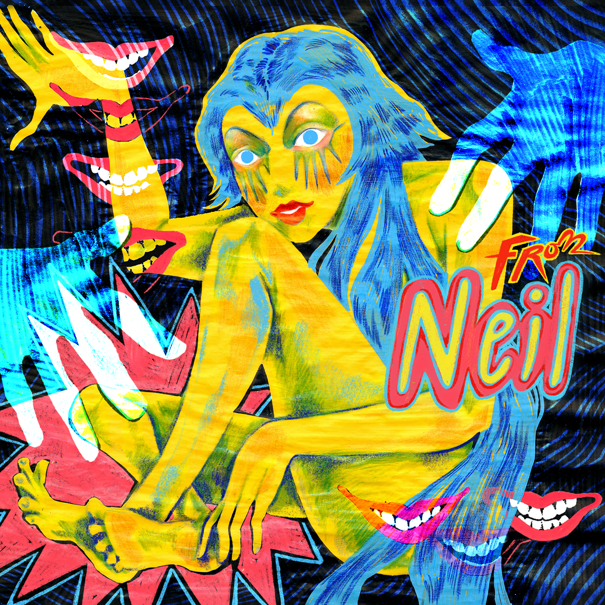 Neil Album Cover album cover branding graphic design hand drawn type illustration merchandise design multimedia papercut