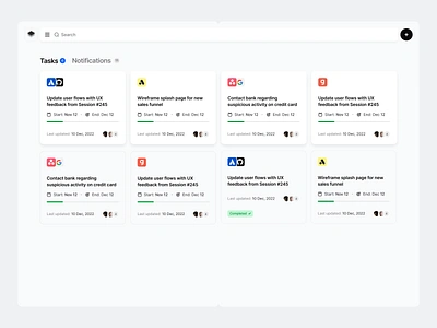 Stratis UI - Task Grid badge cards clean design details grid interface manage minimal mobile product project settings system task ui ui design ux ux design web