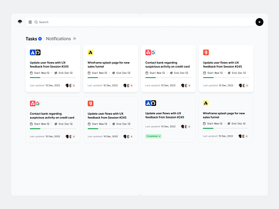 Stratis UI - Task Grid badge cards clean design details grid interface manage minimal mobile product project settings system task ui ui design ux ux design web