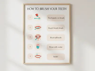 Brush Teeth Poster brush teeth poster brushing teeth kids dental hygiene kids design instant download kids bathroom decor kids hygiene poster montessori bathroom preschool poster printable kids poster toddler bathroom art toddler routine chart toddler wall art tooth brushing poster ui