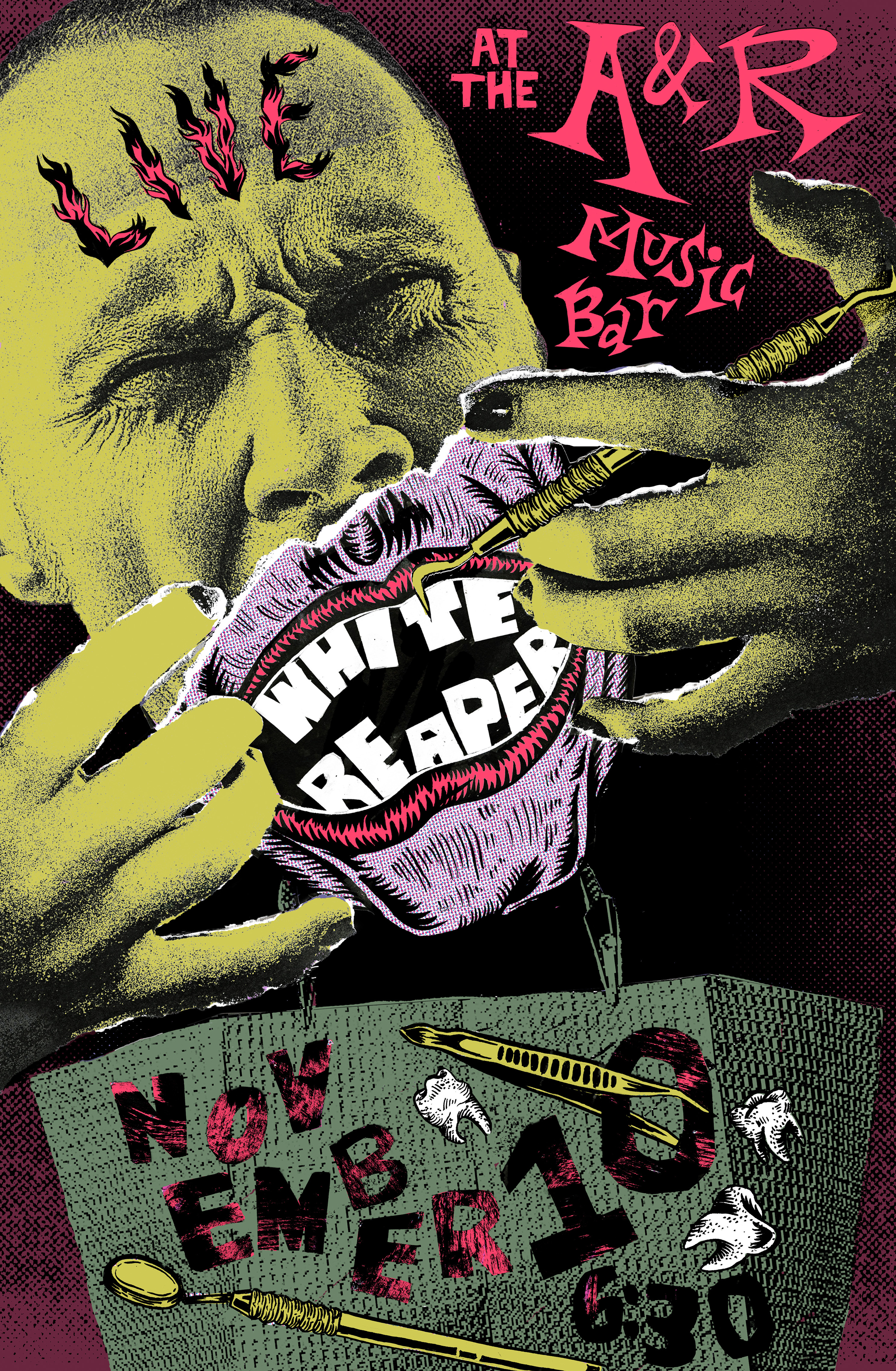 White Reaper Poster collage gig poster graphic design hand drawn type illustration merchandise design typography