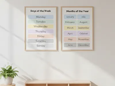 Days & Months Posters calendar posters classroom decor classroom posters educational set homeschool printable kids learning learning posters neutral classroom preschool decor printable classroom school wall art teacher decor