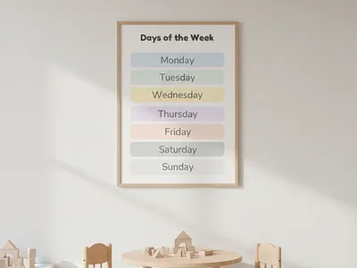 Days of the Week Poster classroom decor classroom printable days of the week poster educational poster homeschool printable kids learning poster neutral classroom pastel classroom decor preschool decor printable classroom school wall art teacher decor weekday poster