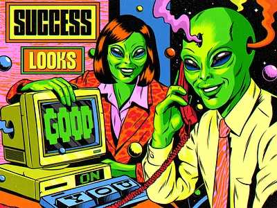 Success Looks Good On You alien color cosmic design illustration life mind positive thinking psychedelic retro space success surrealism typography vector vintage wisdom