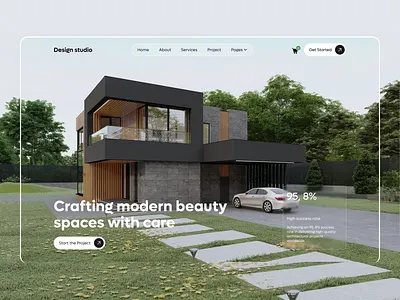 Modern Home Design Studio Web UI architect ui architecture website clean layout corporate website figma design homepage design interior design landing page light ui minimal design modern ui portfolio website property website real estate website studio website ui design ux design web design web ui website design