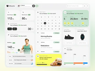 Vitrus – Fitness Tracking Activity UI fitness interface product service startup ui ux web