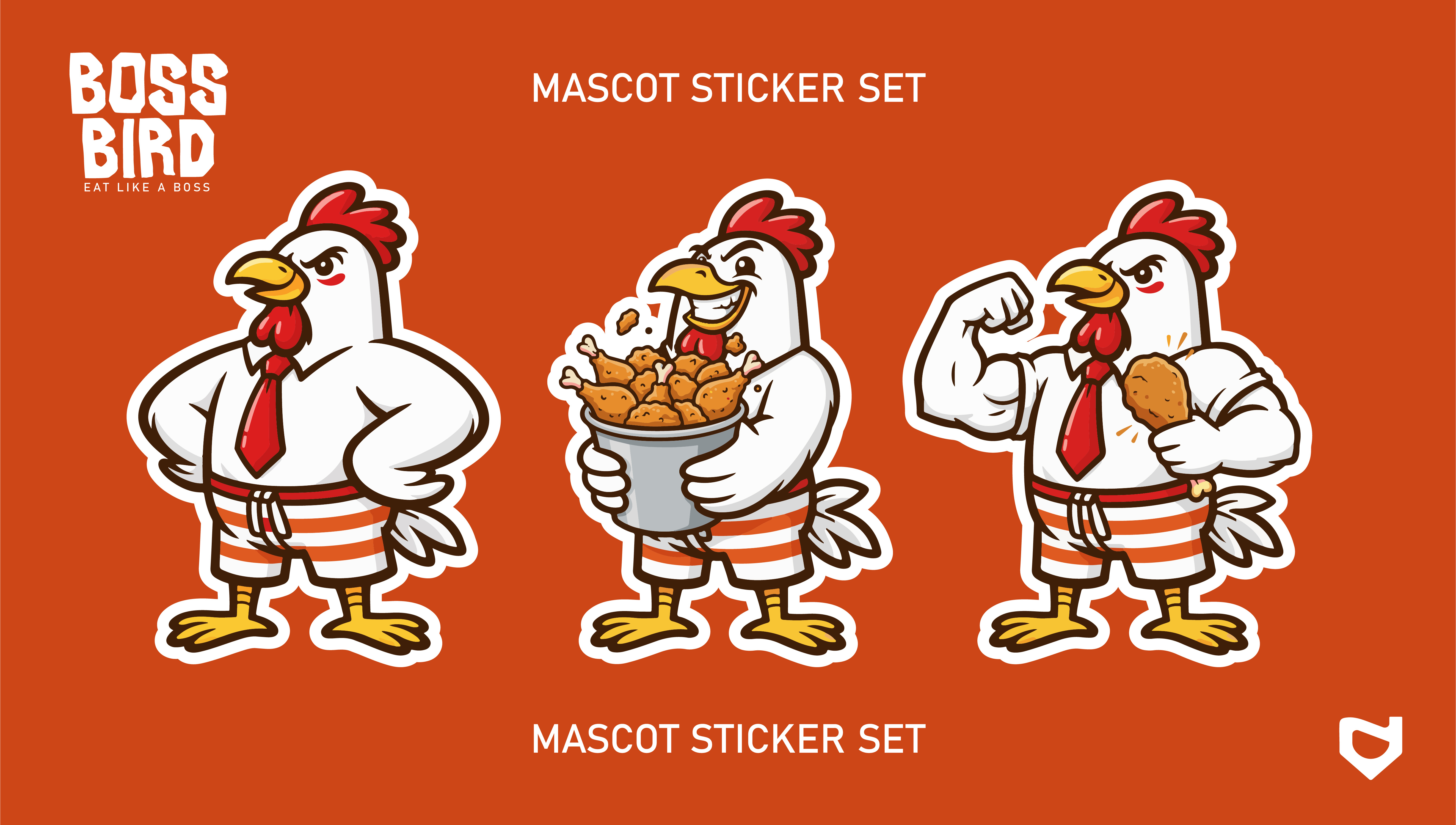 BOSS BIRD Mascot Sticker Set — Bold Fast Food Character Design branding illustrations illustrator logo vector illustration
