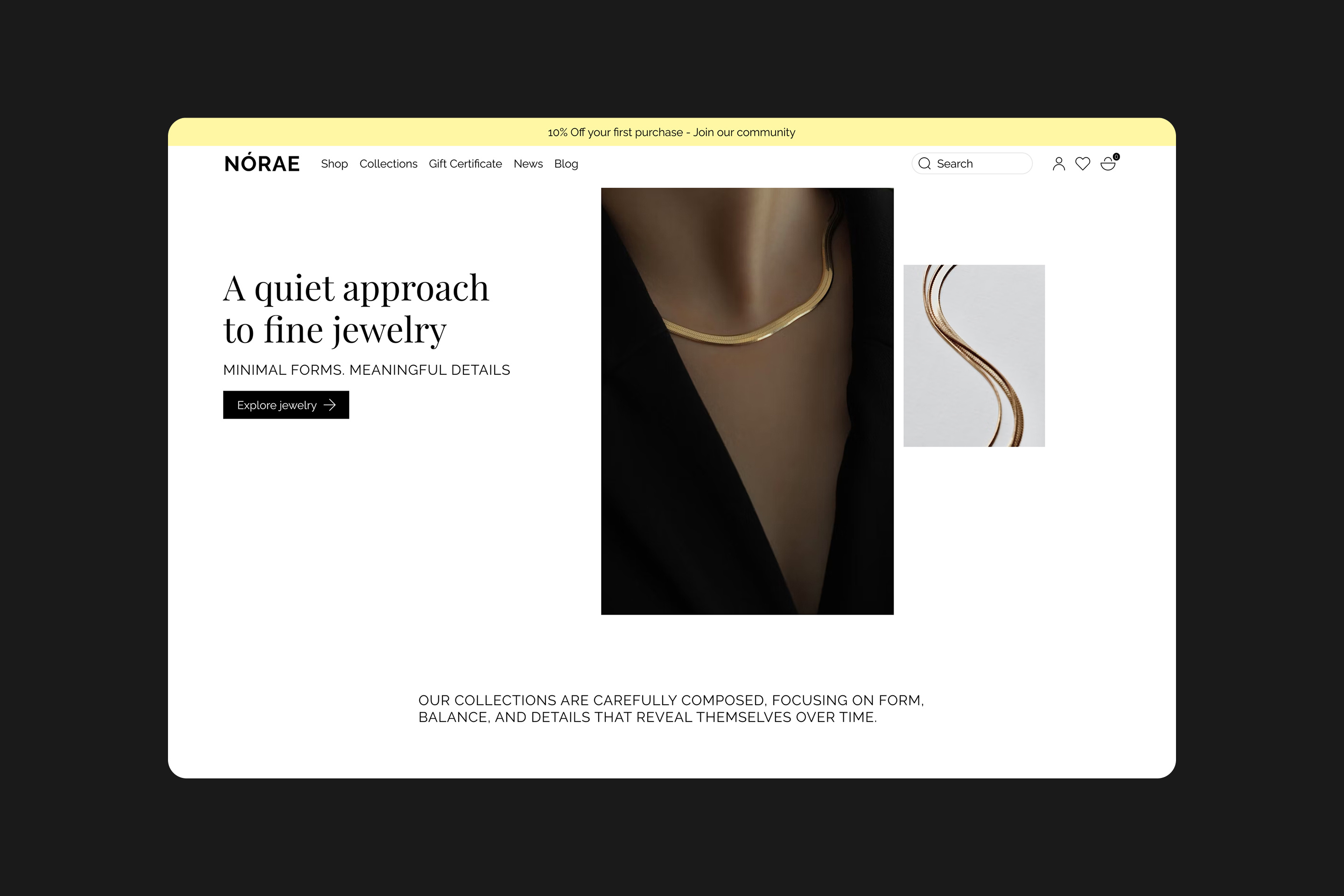 NORAÉ – Premium Jewelry E-commerce Concept design e comm e commerce fashion jewelry ui ui design ui ux ux ux design web web design website