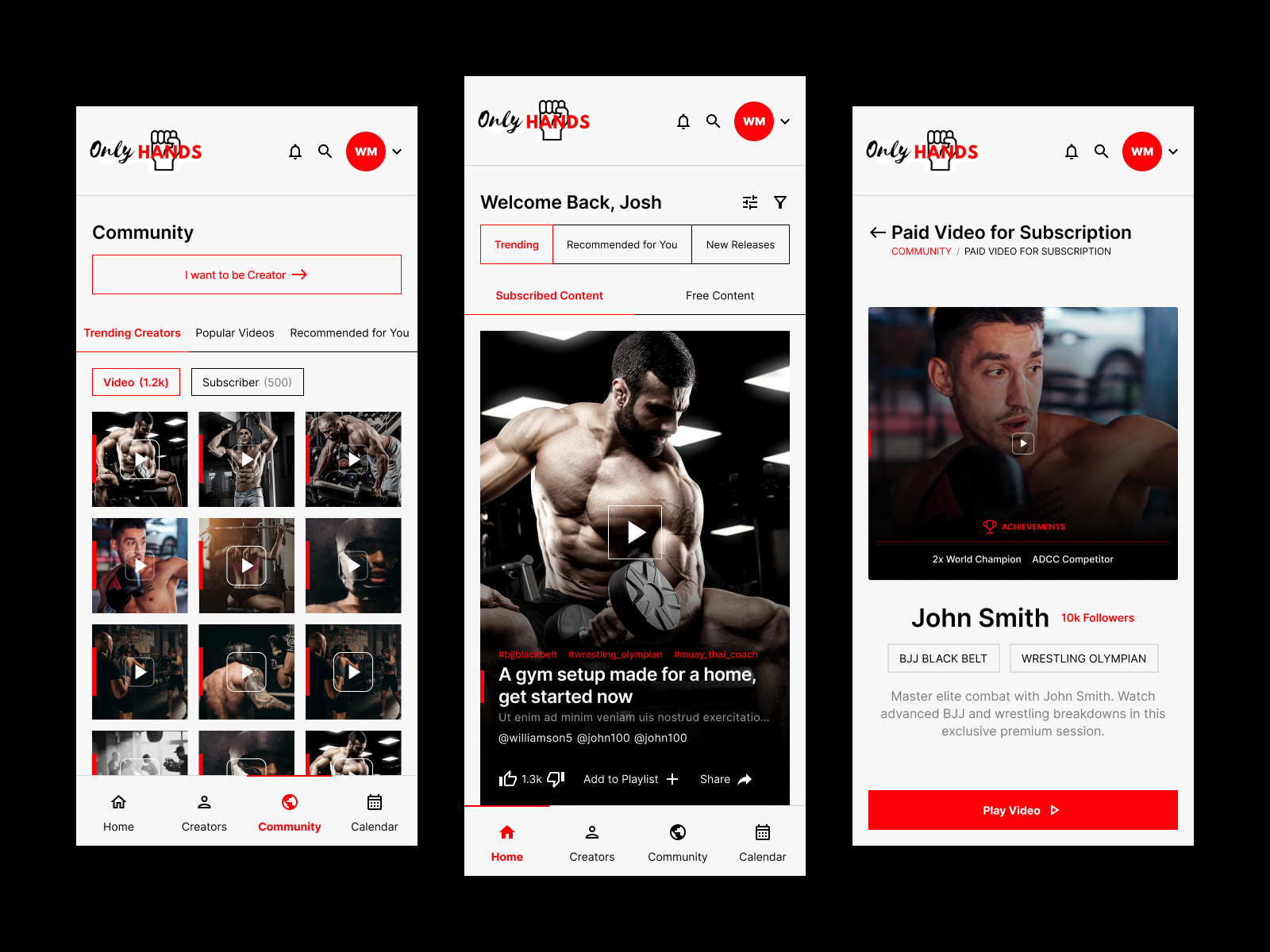 OnlyHands — Fitness & Training Platform UX/UI Design agency bjj black belt boxing branding creative creative design design design studio fighting graphic design khabib landing page minimal motion graphics ufc ui ui ux ui ux design videos wrestling olympian
