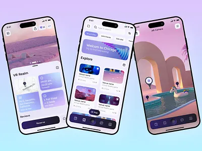 Augmented Reality City Explorer App UI — VR Travel Experience androidappdesign arcityapp arinterface augmentedrealityapp cityguideapp digitalproduct figmadesign immersiveui innovationdesign iosappdesign mobileappdesign modernui productdesign techstartupui travelappdesign uidesign uiuxdesign uxdesign virtualrealityui vrappui