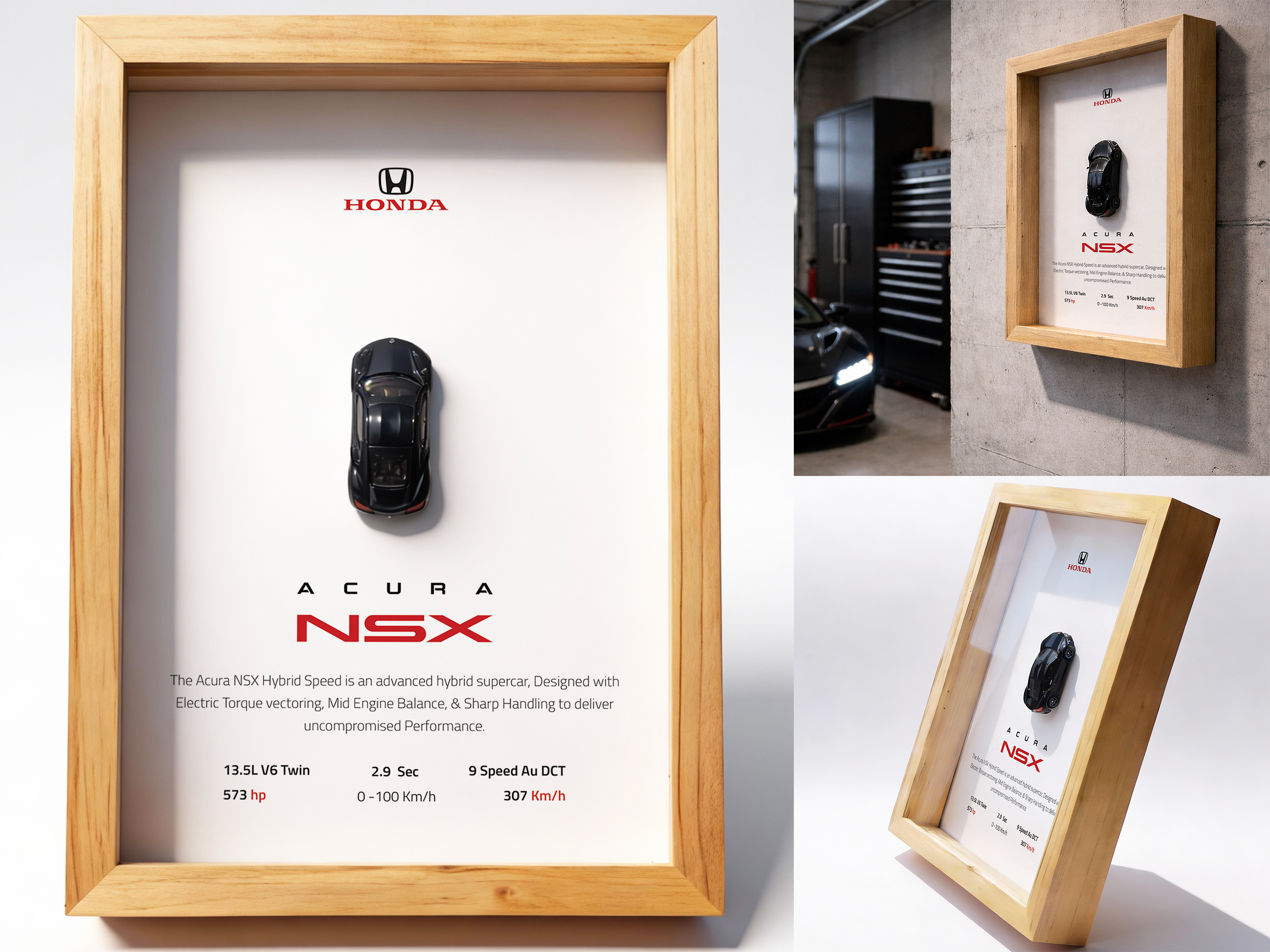 Acura NSX 2019 Framed Wall Art 3d frame dicast in frame hot wheels hot wheels in frame natural frame