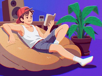 Domingos character chill design domingos drawing flat illustration illustration illustrator ipad procreate reading relax sketch sunday ui design vector vector art