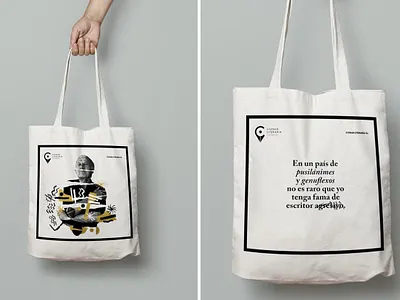 Ciudad Literaria Totebag Merch Design 2d branding chile collage design graphic design illustration merchandising totebag visual identity