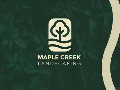 Maple Creek Landscaping branding creek grass landscape landscaping logo logo design river tree