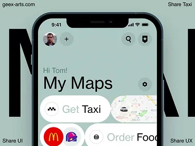 AI Share Taxi 3d ai dashboard data homepage interface ios iphone mobile os product social video