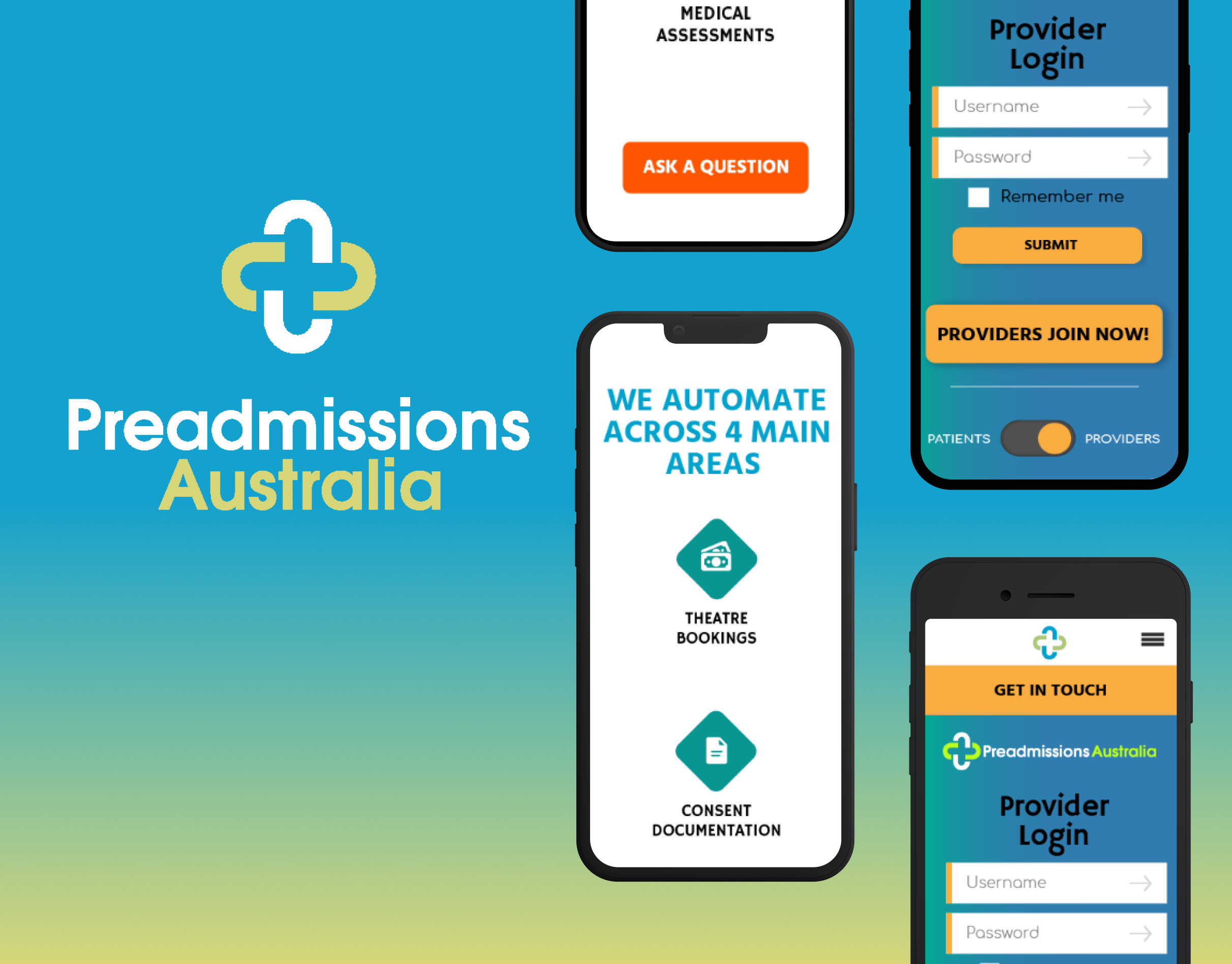Preadmissions Australia ui uxui webdesign
