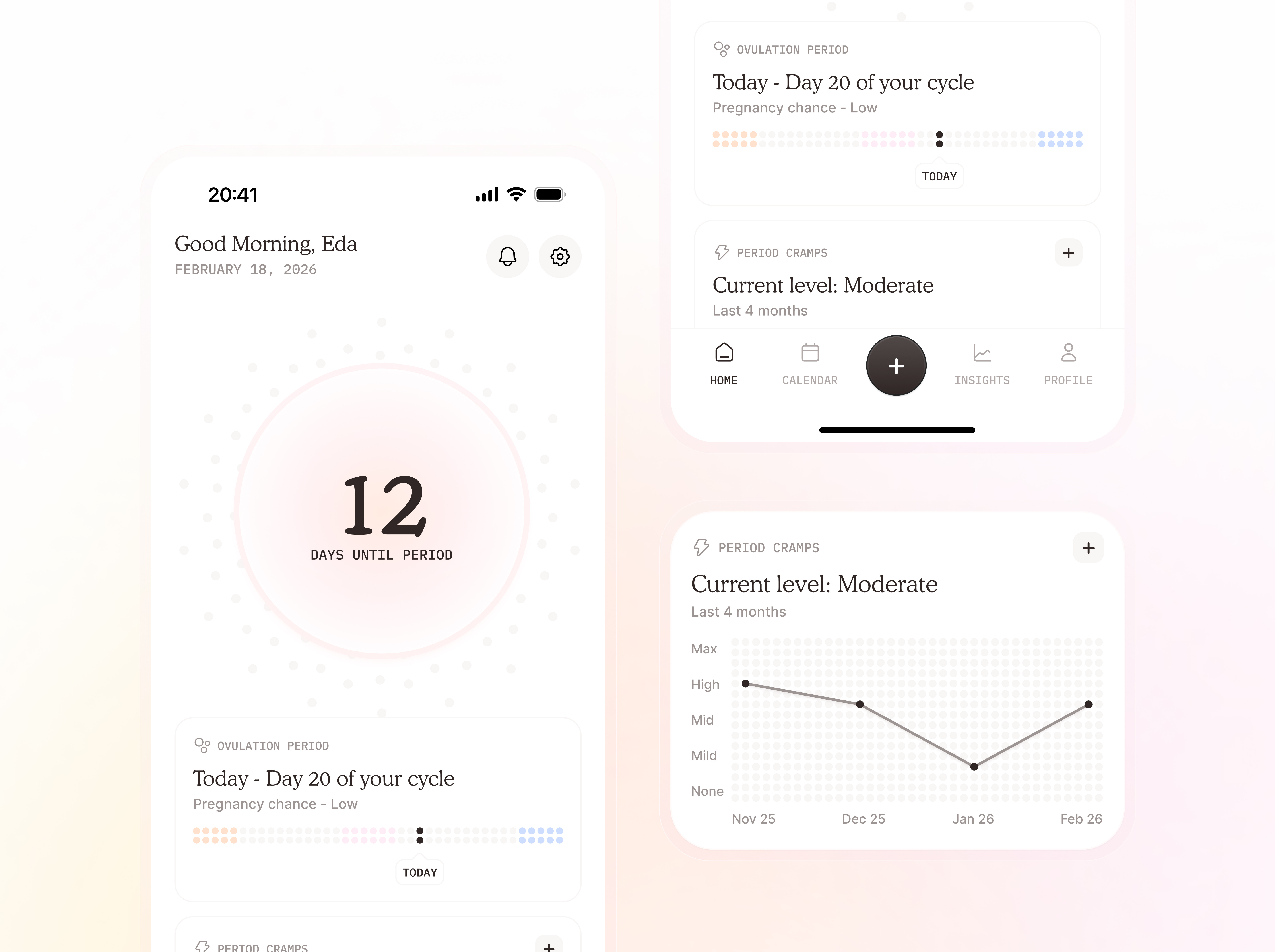 Luna - Period Tracker App (Home) health portfolio ui ux