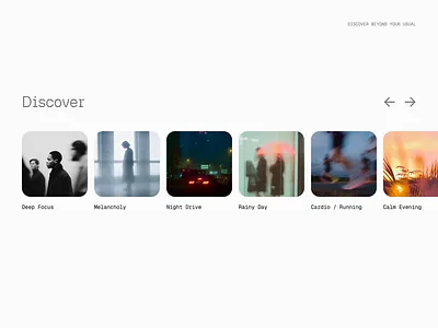 Music Explorer animation app clean explorer flow graphic design minimal mood music player playlist smooth ui web
