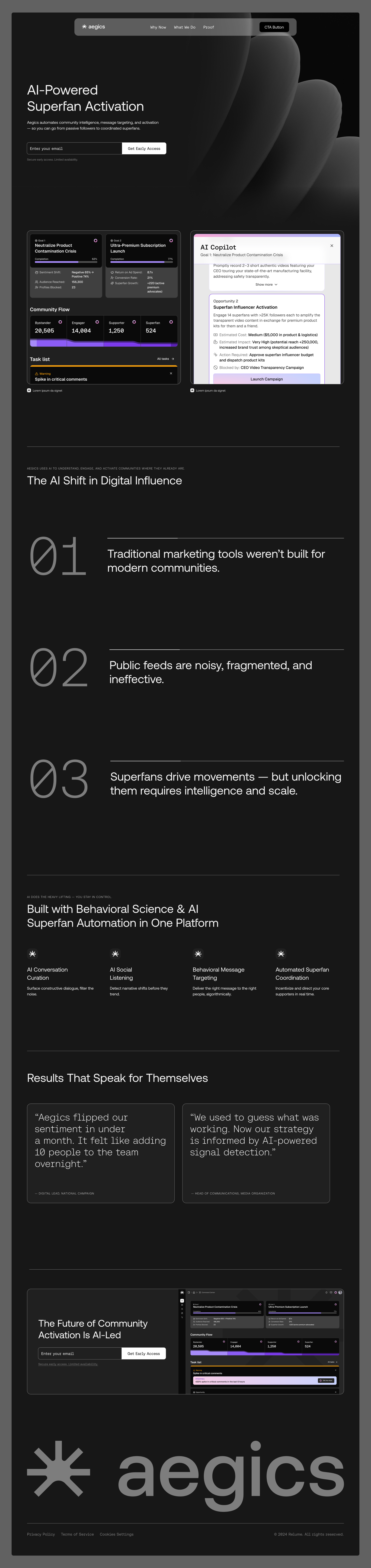 AI-Powered Tech Startup Aegics ai dark graphic design tech ui