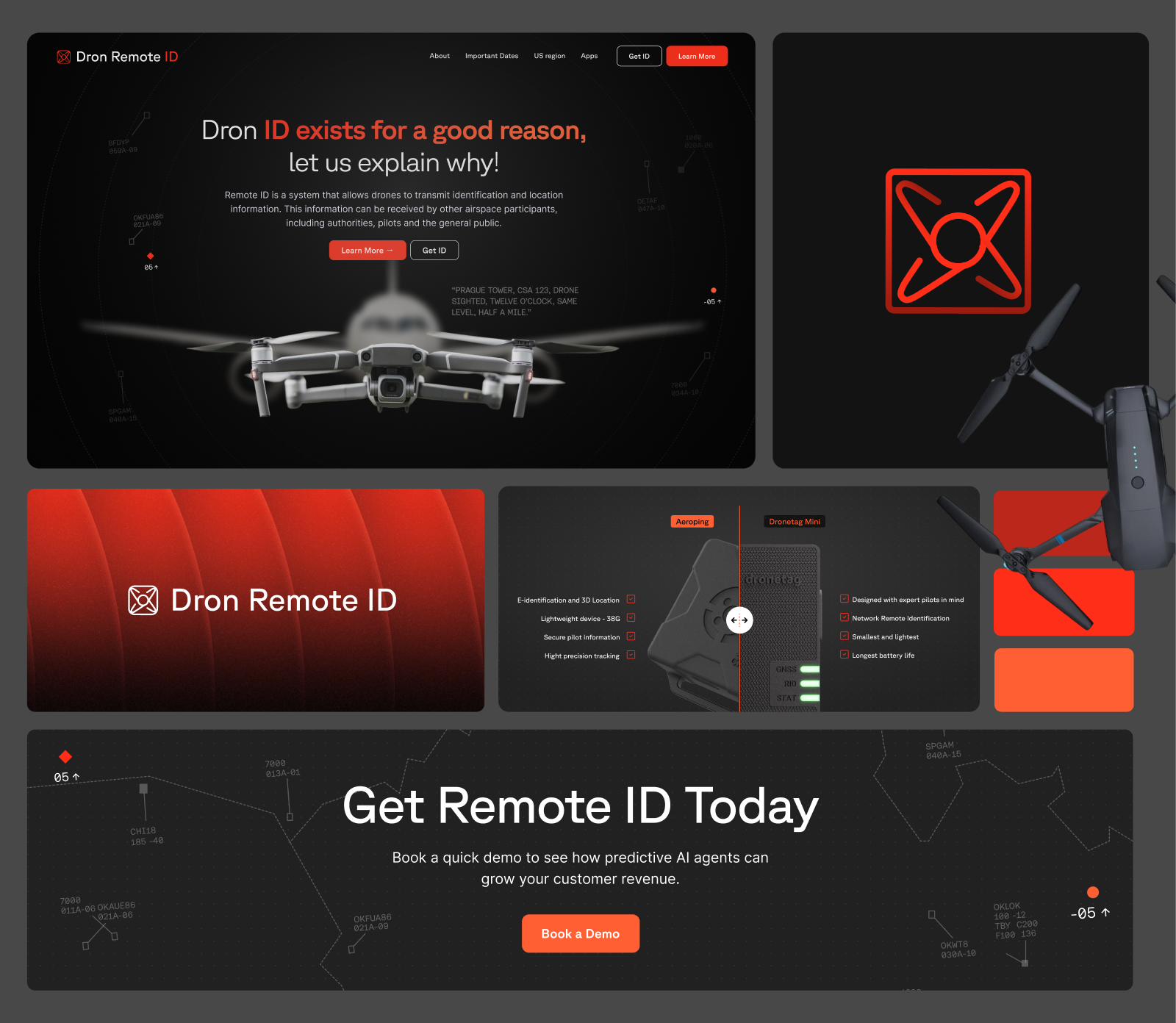 Dron ID Branding + Web Hero page branding darkmode ui webdesign