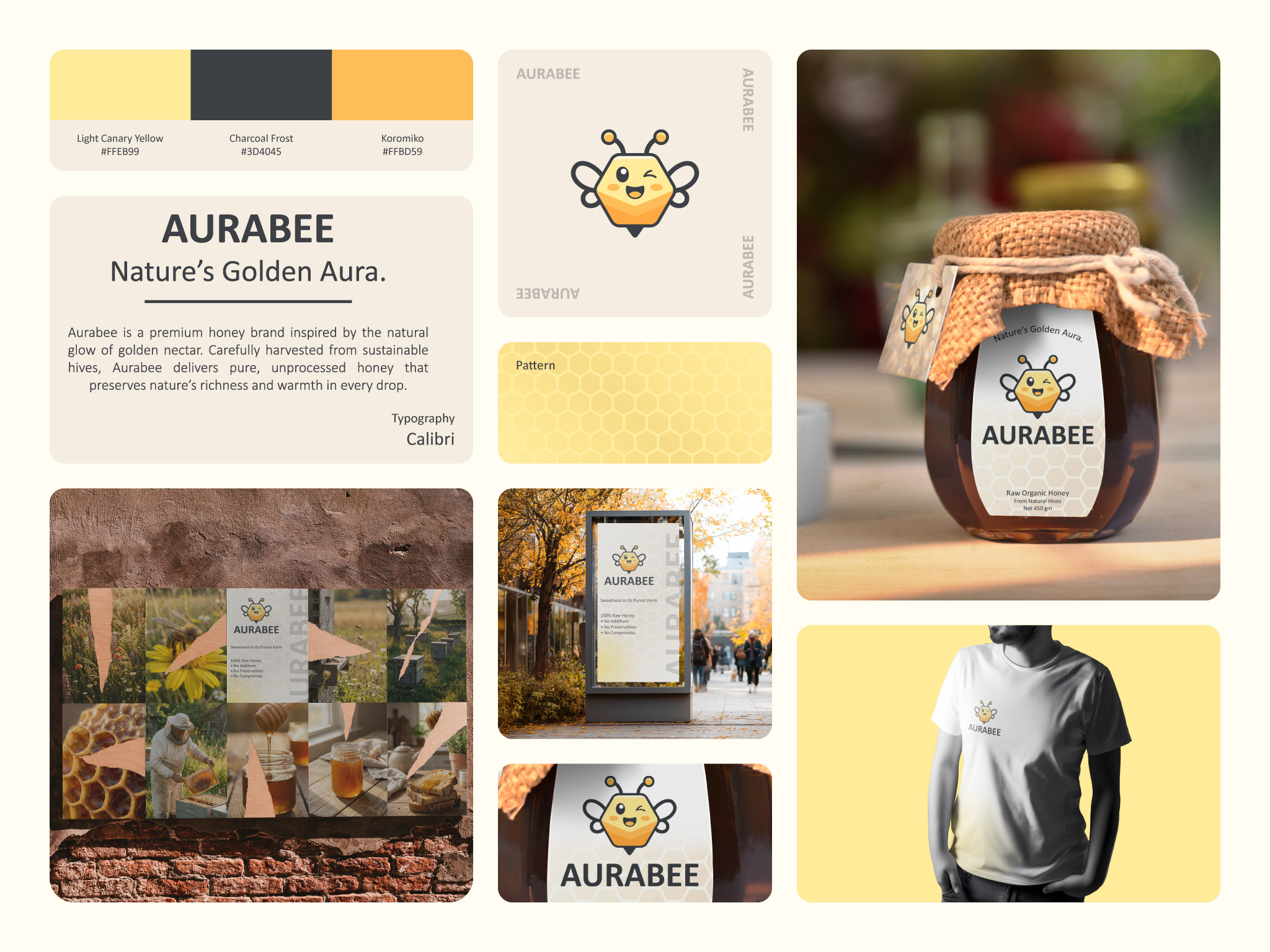 Aurabee – Premium Honey Bee Logo & Brand Identity Design brand brandidentity branding clean design forsale honey identity logo logodesign logomark logotype mascot minimal modern organic packaging product vector visualidentity