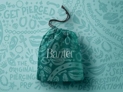 Banter Mural Illustration activation branding collage environmental illustration experiential hand drawn type iconography illustration jewelry mural mural illustration piercing