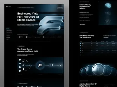 FLUXA - Decentralized Finance Landing Page clean design landing page landing page design stable coin stable coin landing page stablecoin website ui ui design uiux design ux web web design web3 web3 design web3 landing page web3 website website website design yield