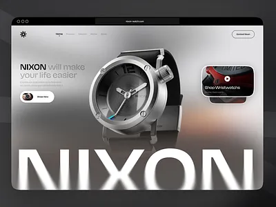 Nixon Watch – Luxury Product Landing Page UI branding clean design desktop ui ecommerce design hero section interaction design landing page luxury luxury brand luxury watch ui minimal design modern ui product page smart watch online store ui design ux design watch store web design website design