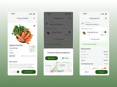 Grocery Shopping App app design delivery delivery app e commerce ecommerce ecommerce app food food delivery groceries groceries shopping grocery app groceryapp grosery store mobile app online grocery store app supermarket ui ux vegetable app